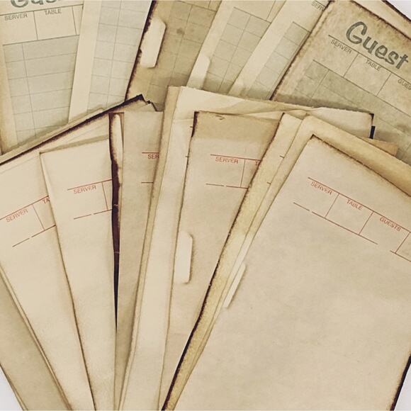 20 Coffee Dyed Guest Checks and Kitchen Tickets, Hand Dyed Paper - Picture 3 of 10